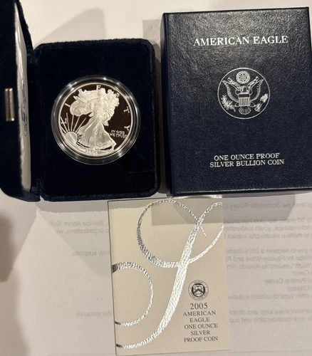 2005 W American Eagle One Ounce Proof Silver Bullion Coin Box & COA
