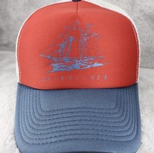 Quiksilver Hat Cap Foam Front Snapback Trucker Red Blue Pirate Ship Surf Beach
