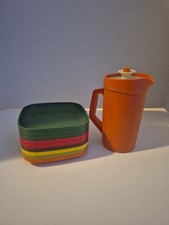 Vintage Tupperware Toy Dishes Serv-It lot of 9 Pieces Pitcher and Trays