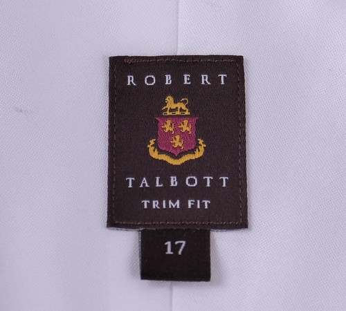 NEW Robert Talbott Solid White Cotton French Cuff Formal Dress Shirt 17 Trim Fit - Picture 7 of 7