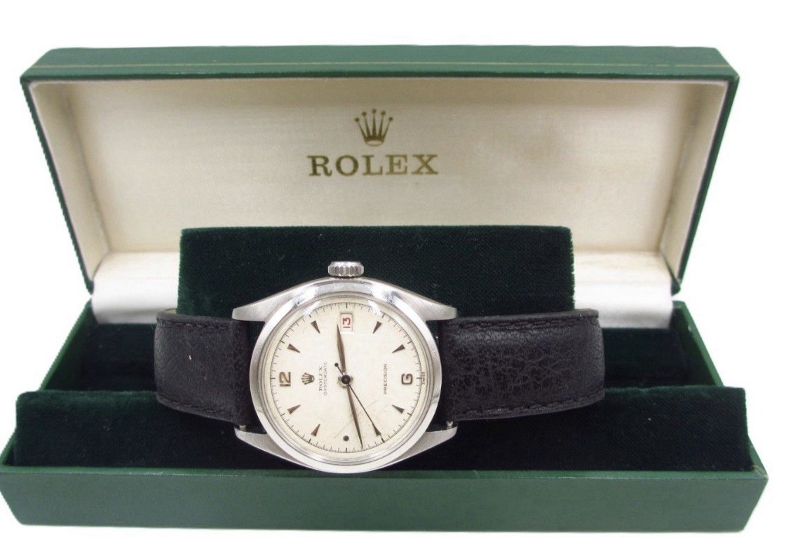 Vintage 1952 Rolex Oysterdate Precision 6094–Red Roulette Date–Fresh Service