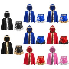 Unisex Kids Costume Party Outfit Themed Set Hooded Open Front Boxing Uniform