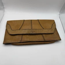 Vintage Leather Suede Clutch Envelope Wallet Zipper Pocket 11.5” x 6”