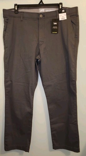 Lee Men's 42x30 Flat Front Slim Straight Chino Pants DARK GRAY Flex Waist #32125 - Bild 1 von 7