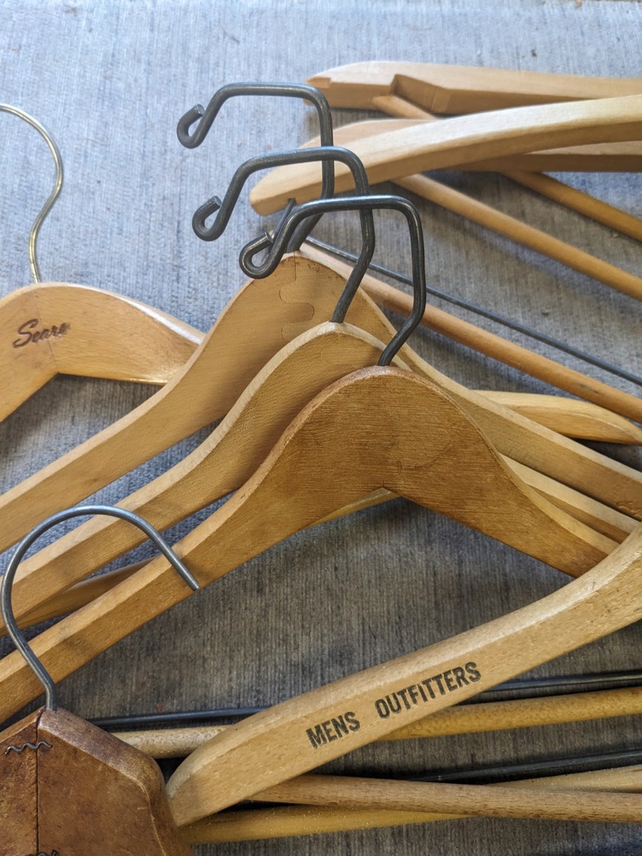 Vintage 50s/60s Wooden Hanger LOT OF 10 Branded & Unmarked USA