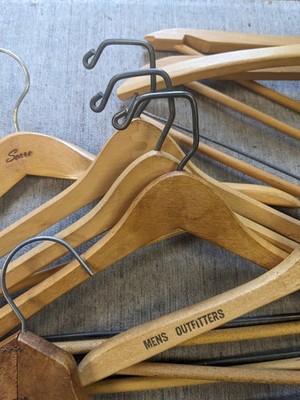 Vintage 50s/60s Wooden Hanger LOT OF 10 Branded & Unmarked USA