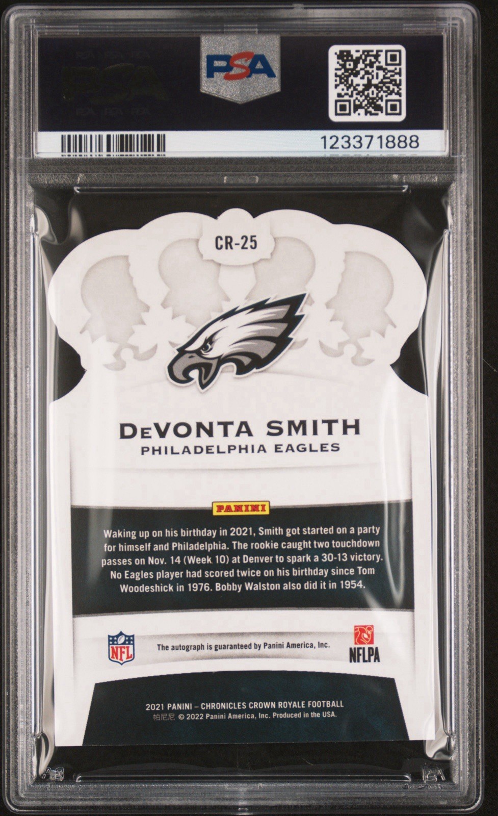 Devonta Smith 2021 Crown Royale Pink Auto #/25 PSA 10 (POP 2) view 2