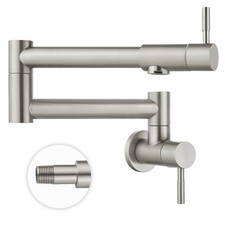Pot Filler 19 Inch Wall Mount Folding Brushed Nickel Straight Handle