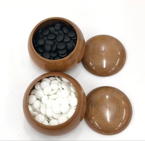 Japanese Wooden Go-Board Goban with Black, White Go-Stone & Wood Bowl USED F/S - Picture 6 of 10