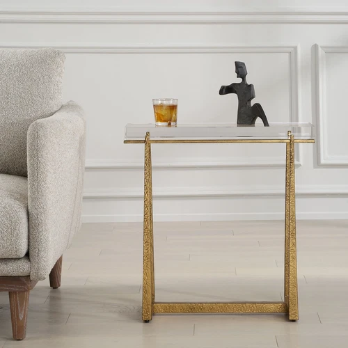 Uttermost Midas Thick Crystal Accent Table - Picture 6 of 6