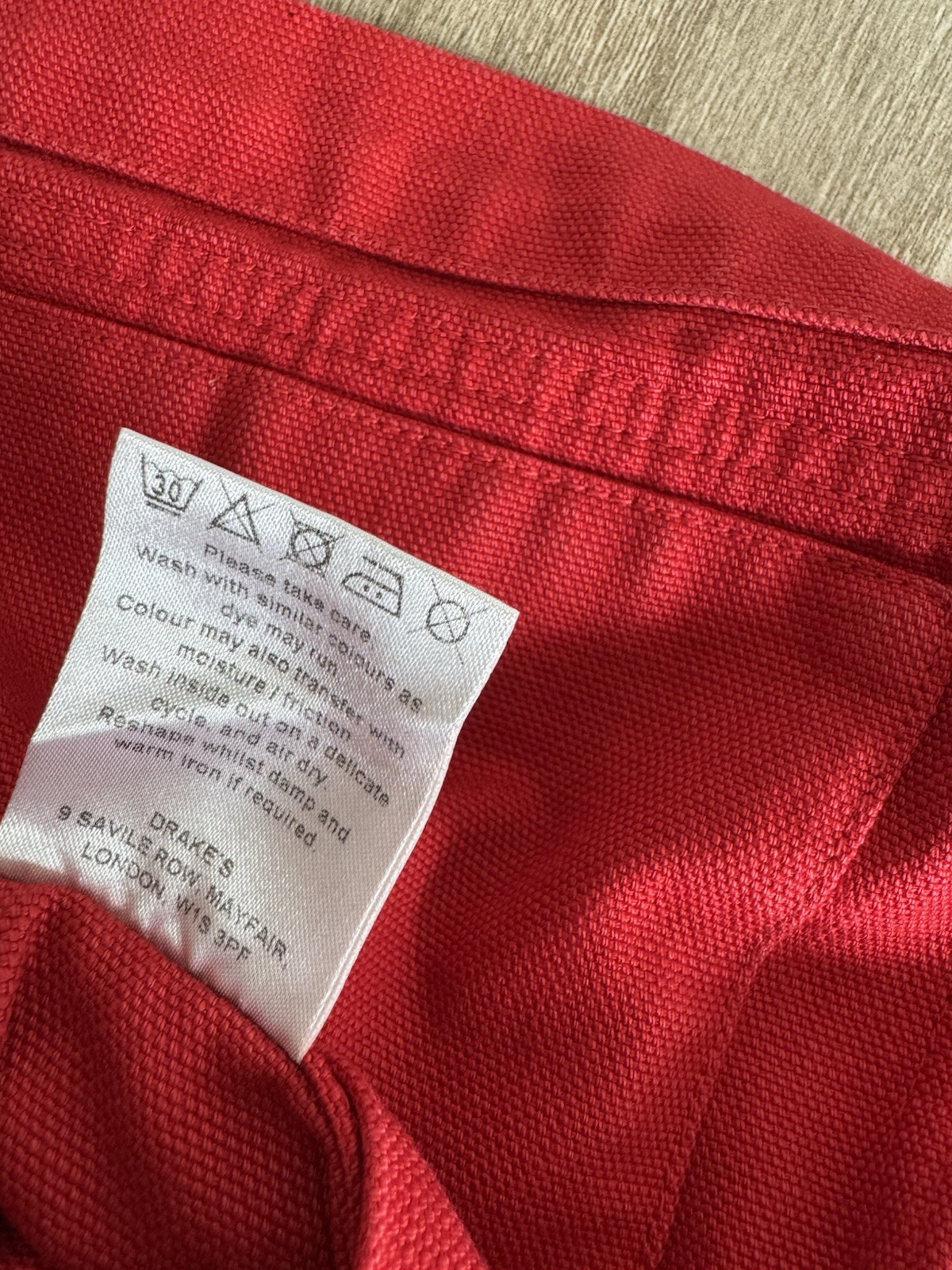 Drake’s London Red Cotton Duck Canvas Five-Pocket Chore Jacket Size 38