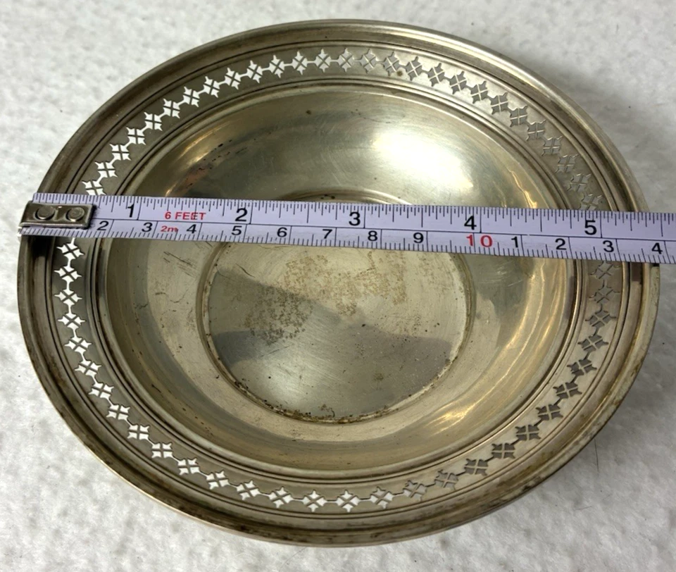 VINTAGE STERLING SILVER FRUIT DESSERT BOWL,CROSS PATTERN,5 1/2",COMPOTE,2.4 OZ.S - Image 3 of 4