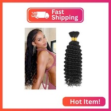 22 22 Inch 1B Human Braiding Hair Boho Human Hair for Braiding Deep Wave Bulk Na