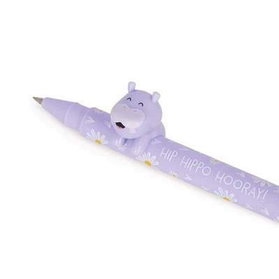 LEGAMI S.P.A. SOCIETÀ BENEFIT Legami Gel Stift Hippo Lovely Friends - Nachfüllbarer Gel Pen mit Deko-Tierchen