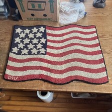 Vintage Claire Murray Hooked Rug USA Flag Rwb 28&rdquo;x20&rdquo;