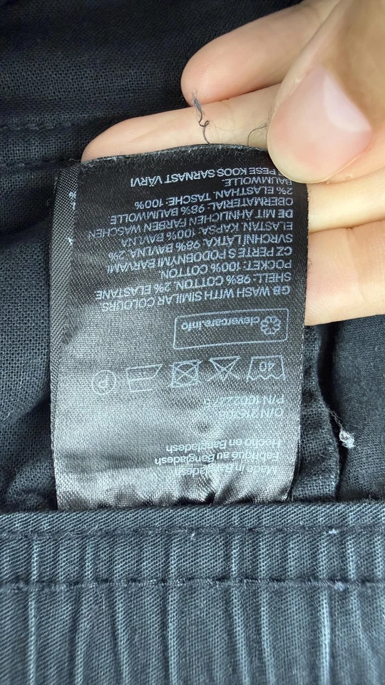 H&M Pants Mens Small Black Cargo Jogger Elastic Waist Drawstring Elastic Cuffs - Image 3 of 4