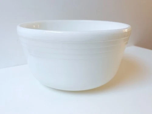 Vintage PYREX Milk Glass White Mixing Bowl Ribbed 8.5" x 5" Made in USA