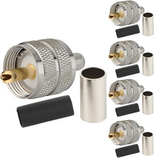 Pack of 5 UHF PL-259 PL259 Male-Plug Crimp Connector Adapter Connector for RG58/