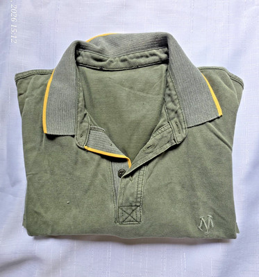 Men s Polo Shirt Size L Olive Green Short Sleeve Casual Golf Shirt Classic
