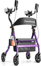 BlessReach Heavy Duty Upright Rollator Walker Seniors Padded Seat 450lb 8" Wheel