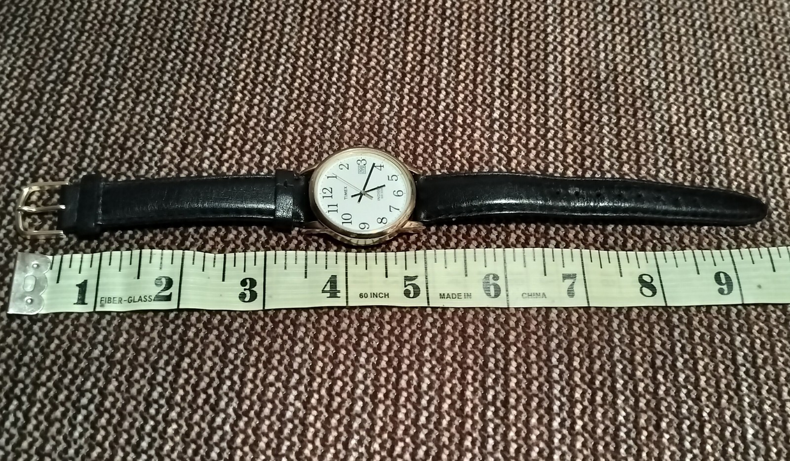 Timex Indigo Analog Watch WR30m-Leather Upper Buckle Band, Stainless Steel Back