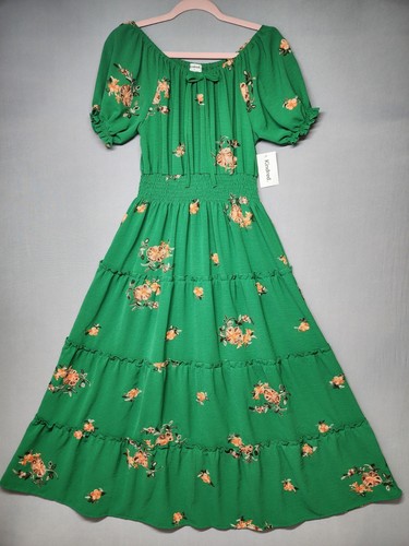 Anthropologie Kindred Green Size M Embroidered Tiered Boho Maxi Dress - Picture 5 of 16