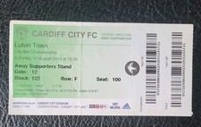 Ticket Stub Cardiff City v Luton Town 2019 / 2020 Championship 