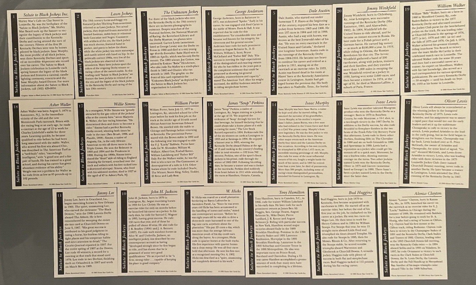 FULL SET OF JOCKEY CARDS (20) HONORING BLACK JOCKEYS HORSE STAR