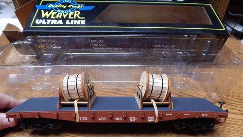 COCHE PLANO WEAVER TTX 40' VIENTRE DE PEZ CON CARGA DE ROLLO DE 2 BOBINAS NUEVO EN CAJA ESCALA #475083 O | Zustand: New