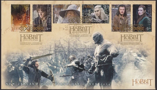 NEW ZEALAND 2014 The Hobbit: Five Armies, Set of 6 S/A's FDC