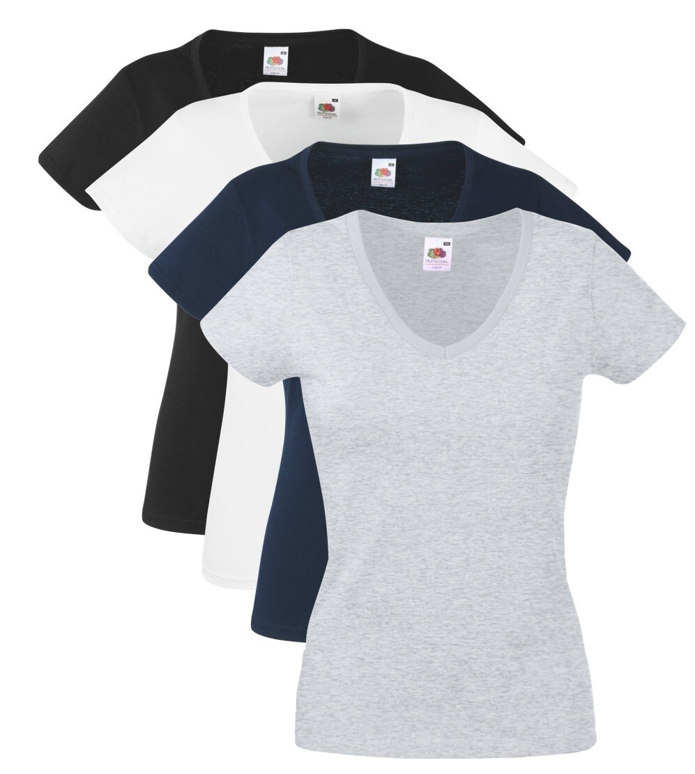 Maglietta T-Shirt Donna Fruit of the Loom In Cotone Piana Con