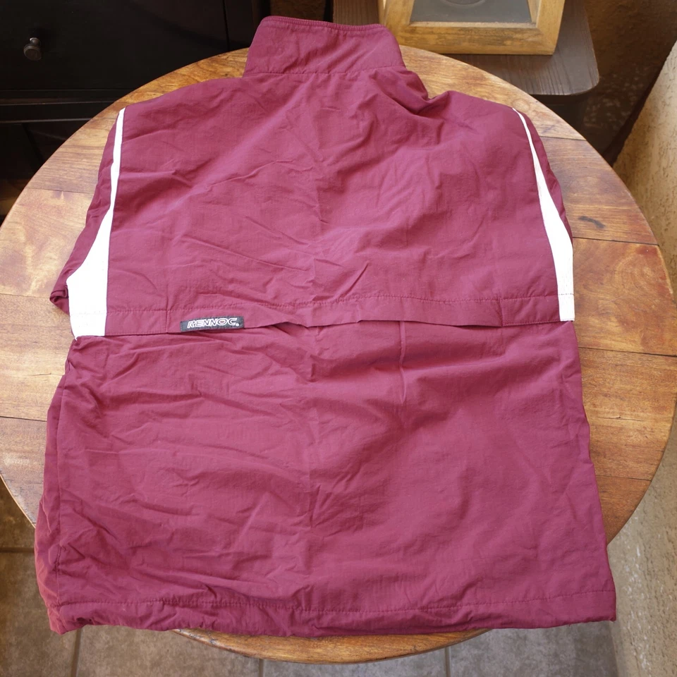 Chaqueta cortavientos Rennoc clásica granate a rayas cuarto de cremallera vintage talla pequeña Foto 2 de 4