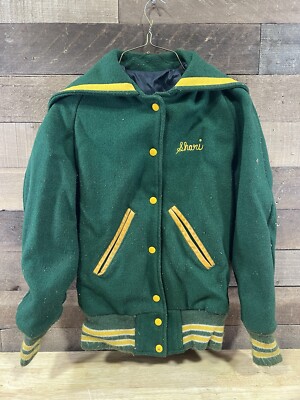 Vintage Blackhawk Cougars Varsity Jacket Marching Band Green/Yellow