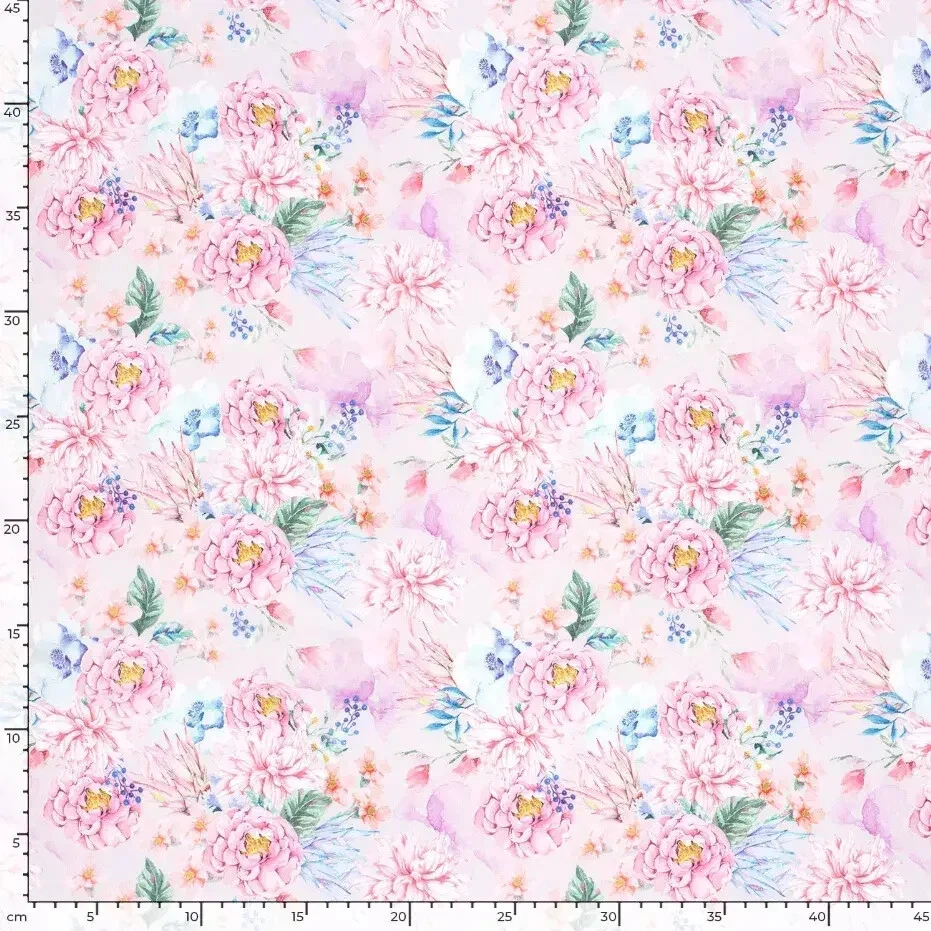 1m x 1,45m Softshell Rosa Blumen auf Rosa Oeko-Tex Standard 100
