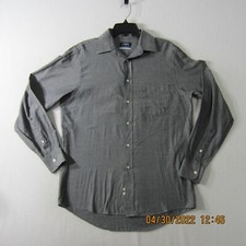 Chaps Shirt Mens 15.5-34/35 Black White Plaid Stretch Collar Button Up Casual