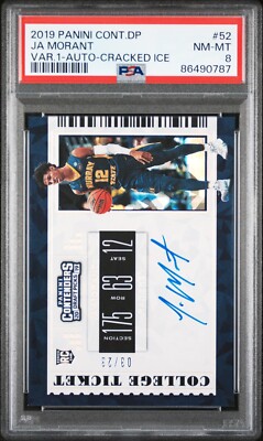 2019 Contenders Draft Picks Ja Morant RC Auto Var Cracked Ice /23 PSA 8 LOW POP