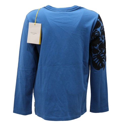 1019AD maglia bimbo boy PAUL SMITH blue/black cotton t-shirt kid - Picture 2 of 4