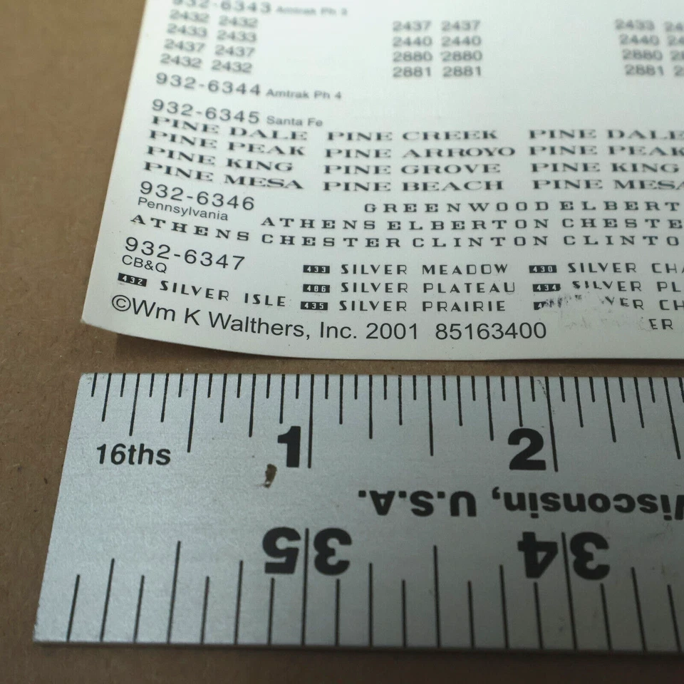 Walthers Decal Sheet 2001 Part No. 85163400 Unused Car Markings HO Scale - Image 3 of 3