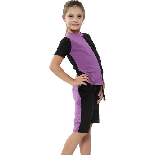 Kids T Shirts 100% Cotton Contrast Panelled Summer Boys Girls Top & Shorts Set - Zdjęcie 30 z 35