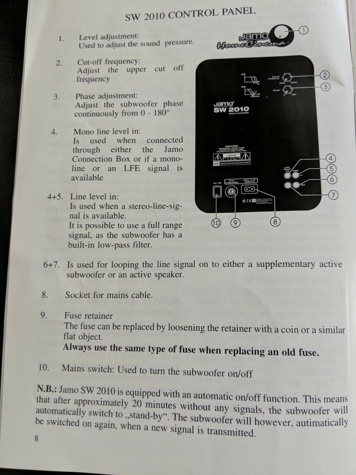 jamo sw 2010 subwoofer