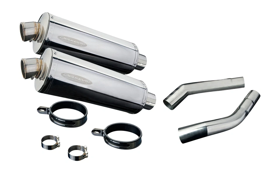 Silenciador de escape ovalado de acero inoxidable Honda ST1300 Delkevic deslizable 14" 03-15 Foto 2 de 3