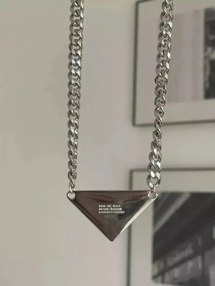 Repurposed Milano Triangle Logo Necklace Upcycled - Image 4 of 4