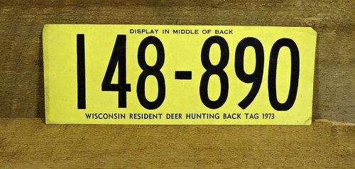 Vintage 1973 Wisconsin Resident Deer Hunting License Back Tag #148-890 - 第 1/2 張圖片