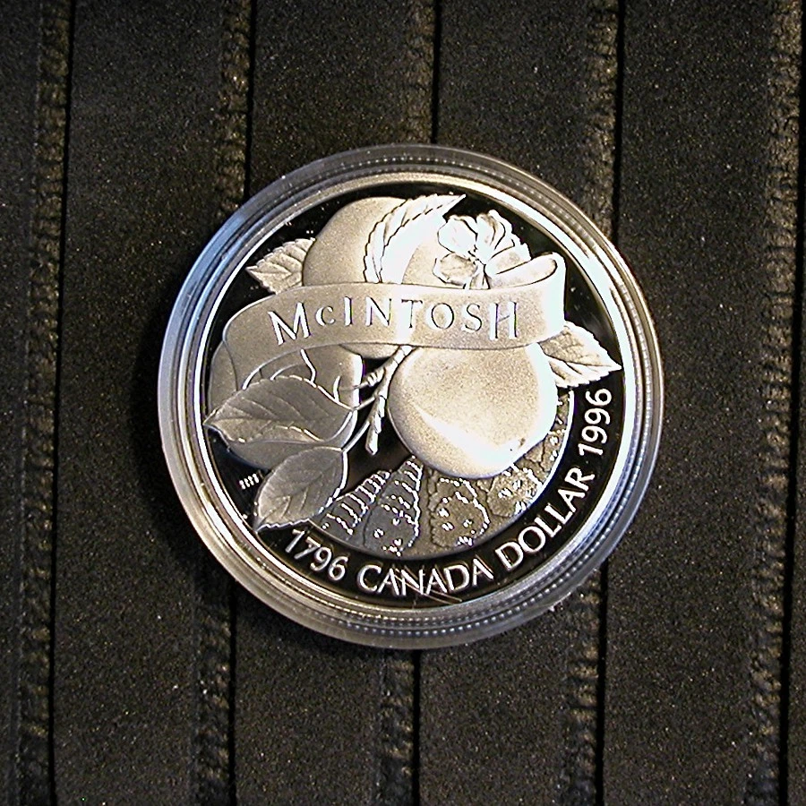 1996 Canadian 1 Dollar Silver Proof - KM# 274 McIntosh Apple - Image 2 of 4