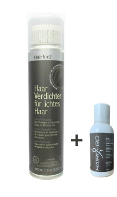 Hairfor2 Original Schwarzbraun 400ml + HAIR GO Shampoo entfernt Haarverdichter