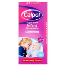 CALPOL INFANT 2M+ SUGAR FREE STRAWBERRY FLAVOUR LIQUID - 100ML (MAX 2 PER ORDER)