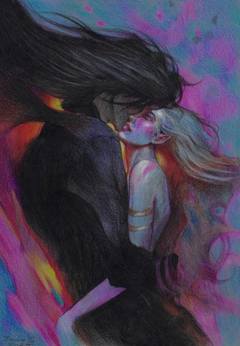 original drawing А4 34BS artwork colored pencil modern woman&man portrait