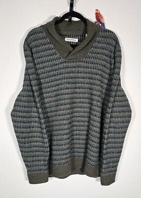 け。 Tommy Bahama vintage men pullover sweater L green long sleeve 100