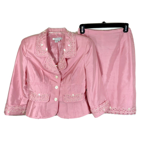 Kay Unger 2 Pc Beaded Embellished 100% Silk Pink … - image 1