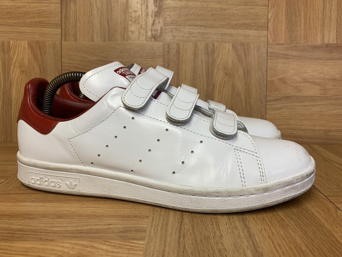 RARE🔥 Adidas Stan Smith White Leather Red Women's Shoes Sz 9
